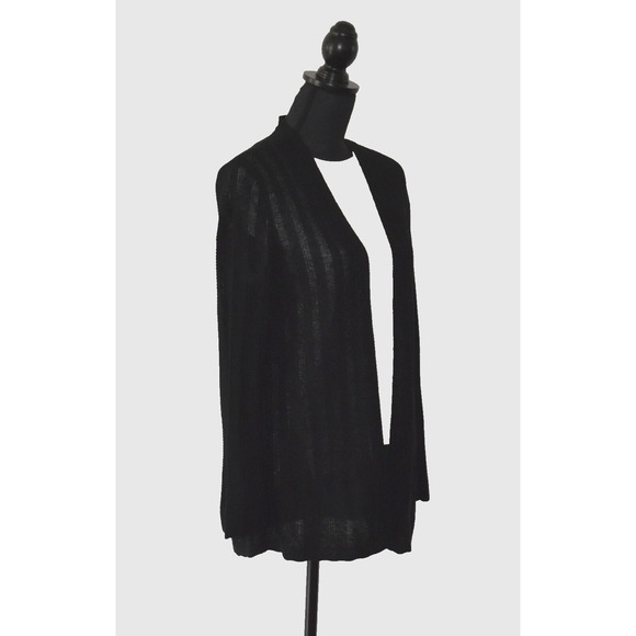 A5 NEW EILEEN FISHER Black Organic Linen & Silk Knit Open Front Cardigan Size PS - Picture 2 of 5